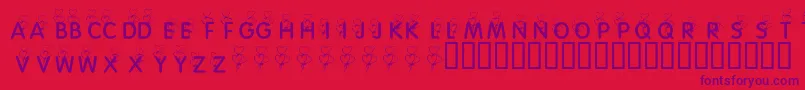 フォントKrHeartBalloons – 赤い背景に紫のフォント