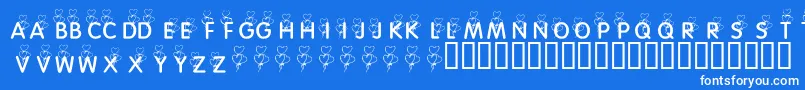 KrHeartBalloons-Schriftart – Weiße Schriften auf blauem Hintergrund