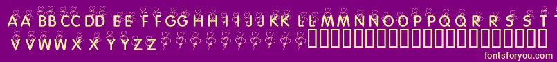 KrHeartBalloons Font – Yellow Fonts on Purple Background