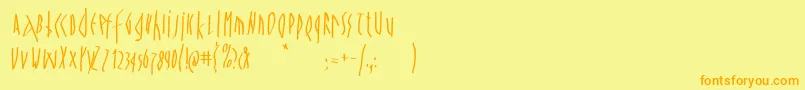 Spontanocondenso-Schriftart – Orangefarbene Schriften auf gelbem Hintergrund