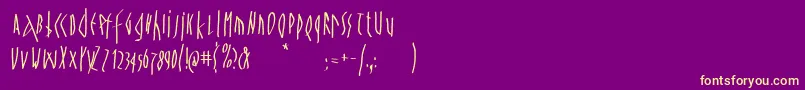 フォントSpontanocondenso – 紫の背景に黄色のフォント
