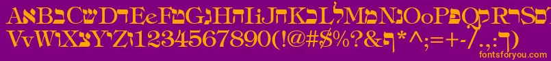 HebrewRegular Font – Orange Fonts on Purple Background