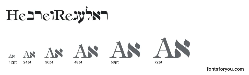 Размеры шрифта HebrewRegular