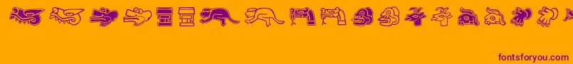 Aztecdaysigns-Schriftart – Violette Schriften auf orangefarbenem Hintergrund