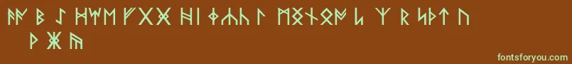 NorseCodeRegular-fontti – vihreät fontit ruskealla taustalla