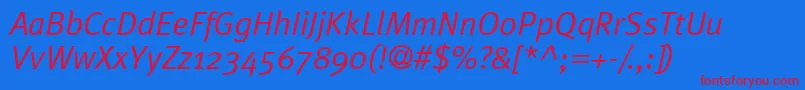 MetaplusnormalItalic Font – Red Fonts on Blue Background