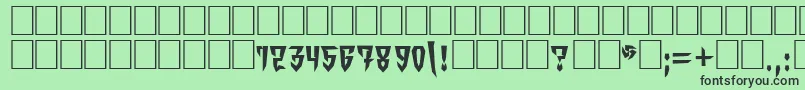 OrdensVkNormal-fontti – mustat fontit vihreällä taustalla