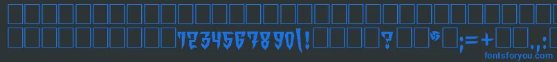 OrdensVkNormal-fontti – siniset fontit mustalla taustalla