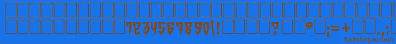 フォントOrdensVkNormal – 茶色の文字が青い背景にあります。