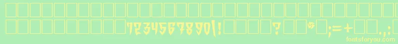 OrdensVkNormal-fontti – keltaiset fontit vihreällä taustalla
