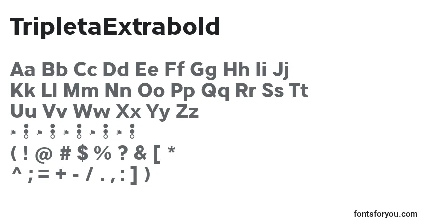 A fonte TripletaExtrabold – alfabeto, números, caracteres especiais