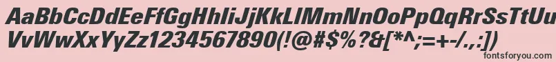フォントUniversNextProExtrablackCondensedItalic – ピンクの背景に黒い文字