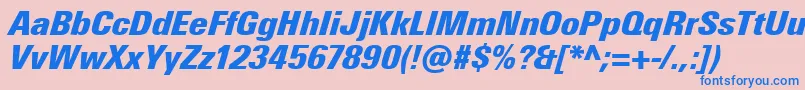 UniversNextProExtrablackCondensedItalic Font – Blue Fonts on Pink Background
