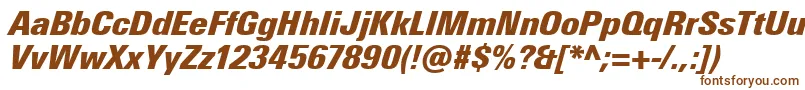 UniversNextProExtrablackCondensedItalic Font – Brown Fonts on White Background
