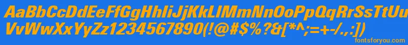 UniversNextProExtrablackCondensedItalic Font – Orange Fonts on Blue Background