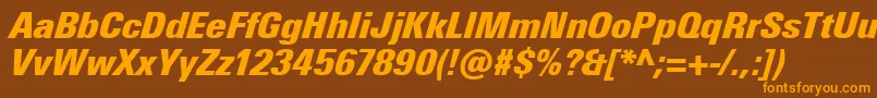 UniversNextProExtrablackCondensedItalic Font – Orange Fonts on Brown Background