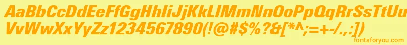 UniversNextProExtrablackCondensedItalic Font – Orange Fonts on Yellow Background