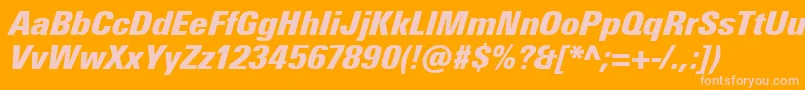 UniversNextProExtrablackCondensedItalic Font – Pink Fonts on Orange Background