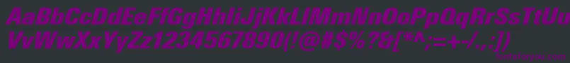 UniversNextProExtrablackCondensedItalic Font – Purple Fonts on Black Background