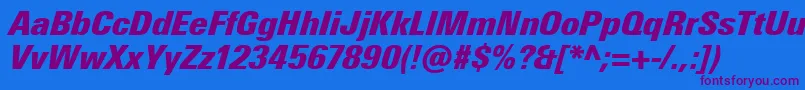 UniversNextProExtrablackCondensedItalic Font – Purple Fonts on Blue Background