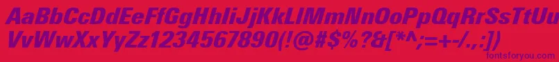 UniversNextProExtrablackCondensedItalic Font – Purple Fonts on Red Background