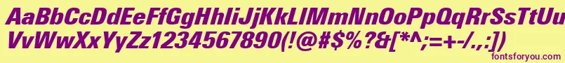 UniversNextProExtrablackCondensedItalic Font – Purple Fonts on Yellow Background