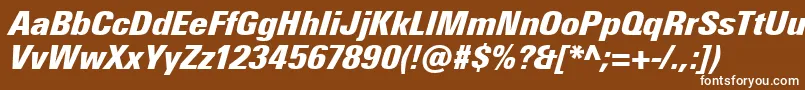 UniversNextProExtrablackCondensedItalic Font – White Fonts on Brown Background