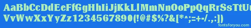 DresselBlackRegular-Schriftart – Grüne Schriften auf blauem Hintergrund