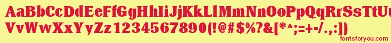 DresselBlackRegular Font – Red Fonts on Yellow Background