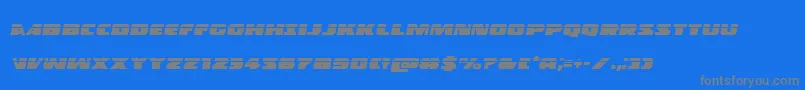 フォントPolicecruiserlasital – 青い背景に灰色の文字