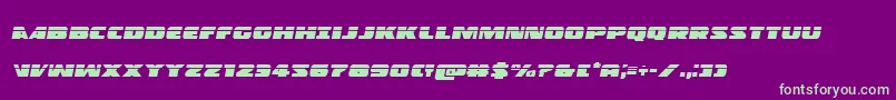 フォントPolicecruiserlasital – 紫の背景に緑のフォント