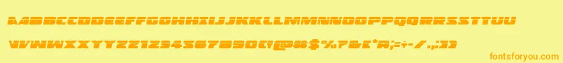 フォントPolicecruiserlasital – オレンジの文字が黄色の背景にあります。