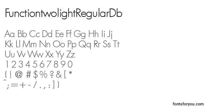 A fonte FunctiontwolightRegularDb – alfabeto, números, caracteres especiais