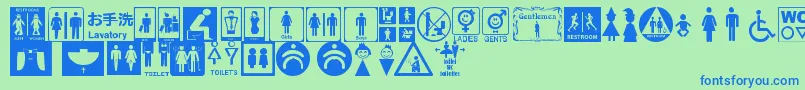 RestroomSignsTfb Font – Blue Fonts on Green Background