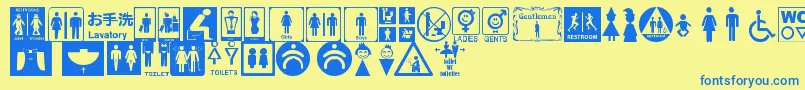 RestroomSignsTfb-fontti – siniset fontit keltaisella taustalla