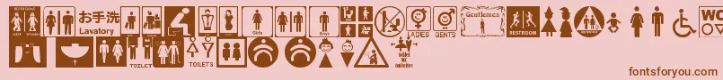RestroomSignsTfb-fontti – ruskeat fontit vaaleanpunaisella taustalla