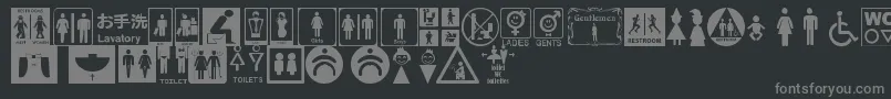 フォントRestroomSignsTfb – 黒い背景に灰色の文字