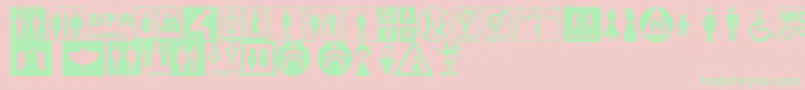 フォントRestroomSignsTfb – ピンクの背景に緑の文字