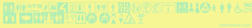 RestroomSignsTfb Font – Green Fonts on Yellow Background
