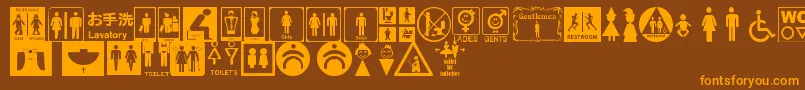 RestroomSignsTfb-fontti – oranssit fontit ruskealla taustalla