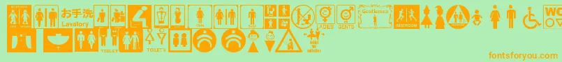 RestroomSignsTfb Font – Orange Fonts on Green Background