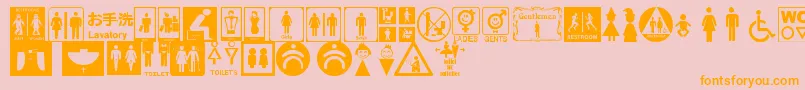 RestroomSignsTfb-fontti – oranssit fontit vaaleanpunaisella taustalla