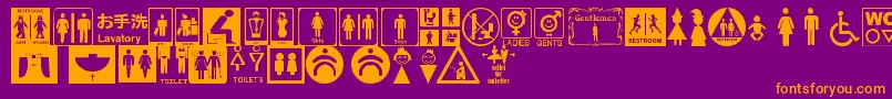 Więcej informacji o czcionce RestroomSignsTfb Czcionka RestroomSignsTfb – pomarańczowe czcionki na fioletowym tle