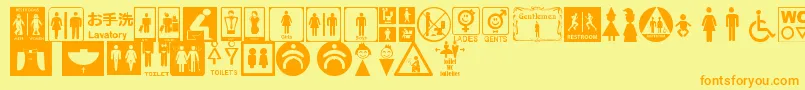 RestroomSignsTfb Font – Orange Fonts on Yellow Background