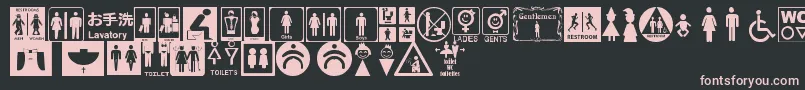 フォントRestroomSignsTfb – 黒い背景にピンクのフォント
