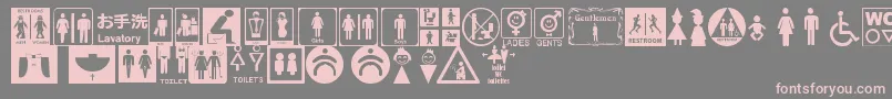 フォントRestroomSignsTfb – 灰色の背景にピンクのフォント