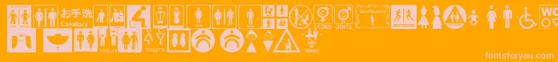 フォントRestroomSignsTfb – オレンジの背景にピンクのフォント