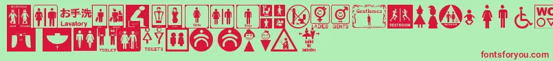 RestroomSignsTfb-Schriftart – Rote Schriften auf grünem Hintergrund