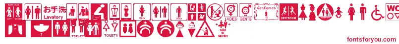 RestroomSignsTfb-Schriftart – Rote Schriften auf weißem Hintergrund