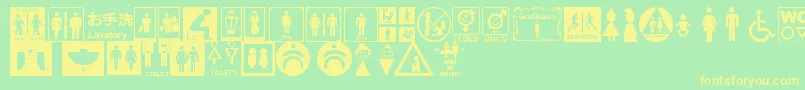 RestroomSignsTfb Font – Yellow Fonts on Green Background